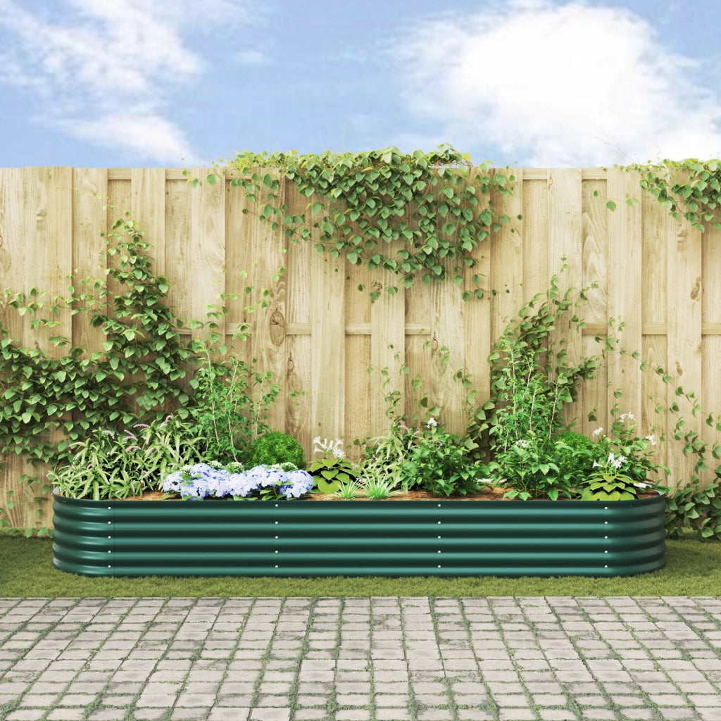 Letto da Giardino Rialzato Verde 320x80x44 cm in Acciaio Galvanizzato