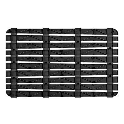 Pedana doccia antiscivolo 80x50 cm nero con effetto legno in plastica