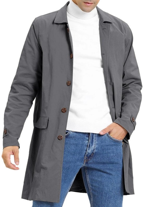 Mantella da Trench con Alta Qualità - Cappotto Uomo - Impermeabile - Resistente al Vento - Collo a Reverso - Comodo e Duraturo