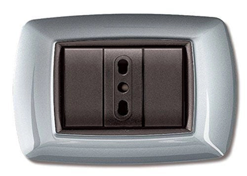 Elettrocanali Placche Tecnopolimero Mylife Alluminio Chiaro con Adattatore 3 Moduli