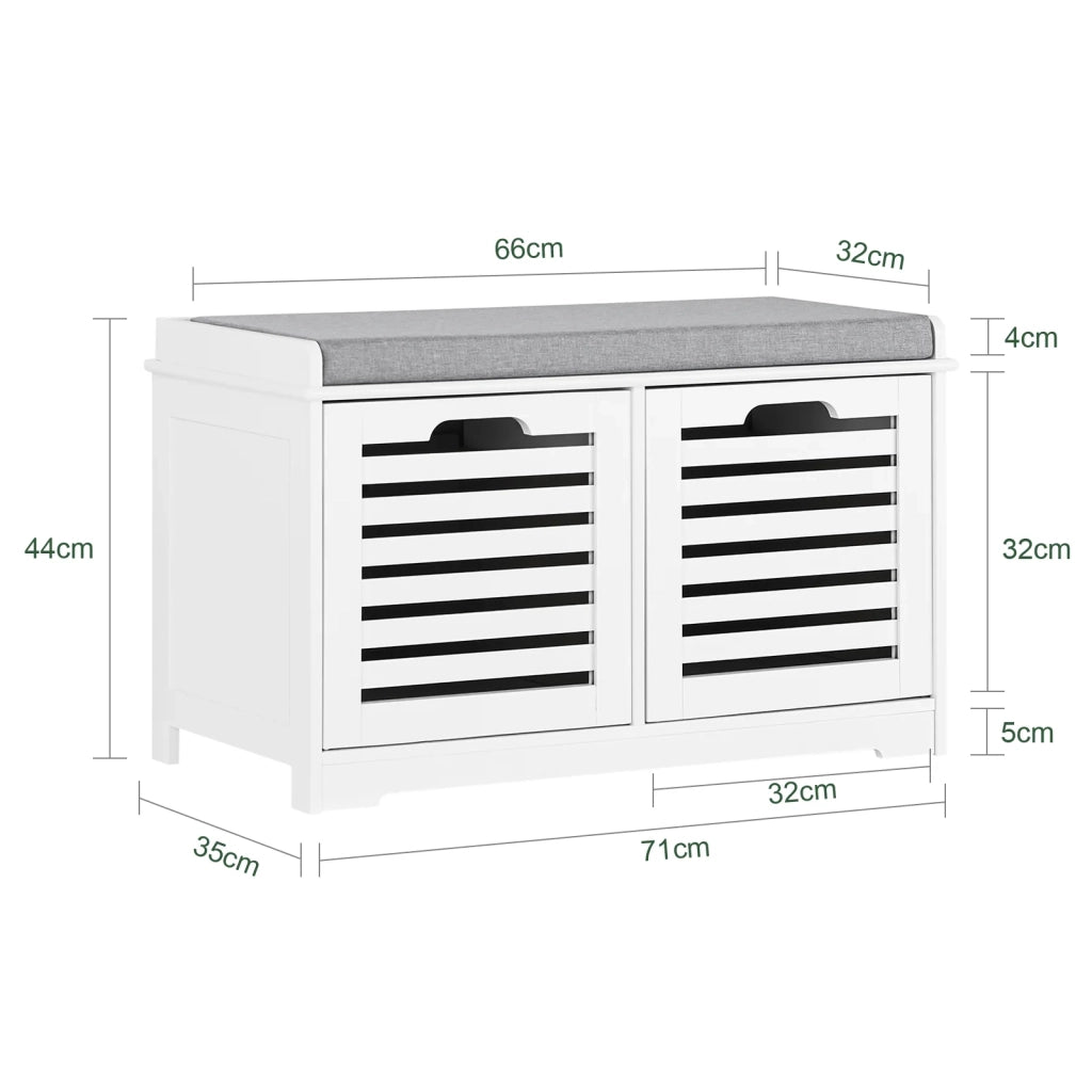 Scarpiera da ingresso Panchina con Cuscino e Cestini 2 Cestini Bianco FSR23-K-W