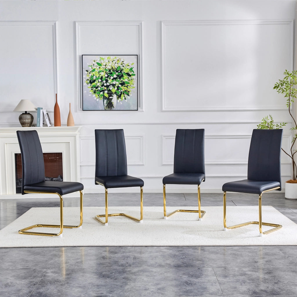 Sedia da pranzo ergonomica con design salvaspazio e struttura stabile in pu e metallo nero oro 72,5 × 47,5 × 45,5 cm