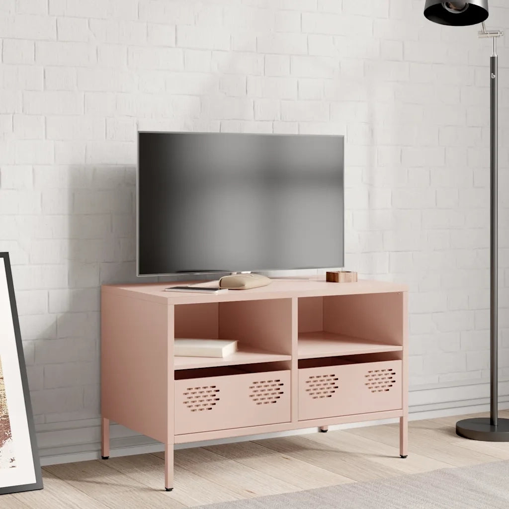 Mobile TV-Credenza per TV-Console TV Rosa 68x39x43,5cm in Acciaio Laminato a Freddo 862062