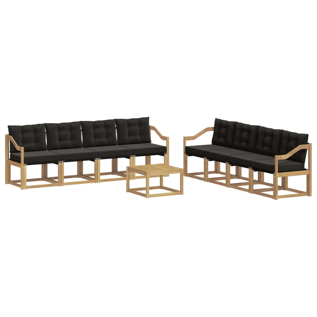 Set di divani da esterno 9 pz Bianco e Nero 3389342