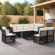 Set Divano da Giardino 9 pz Nero polyrattan 3434242