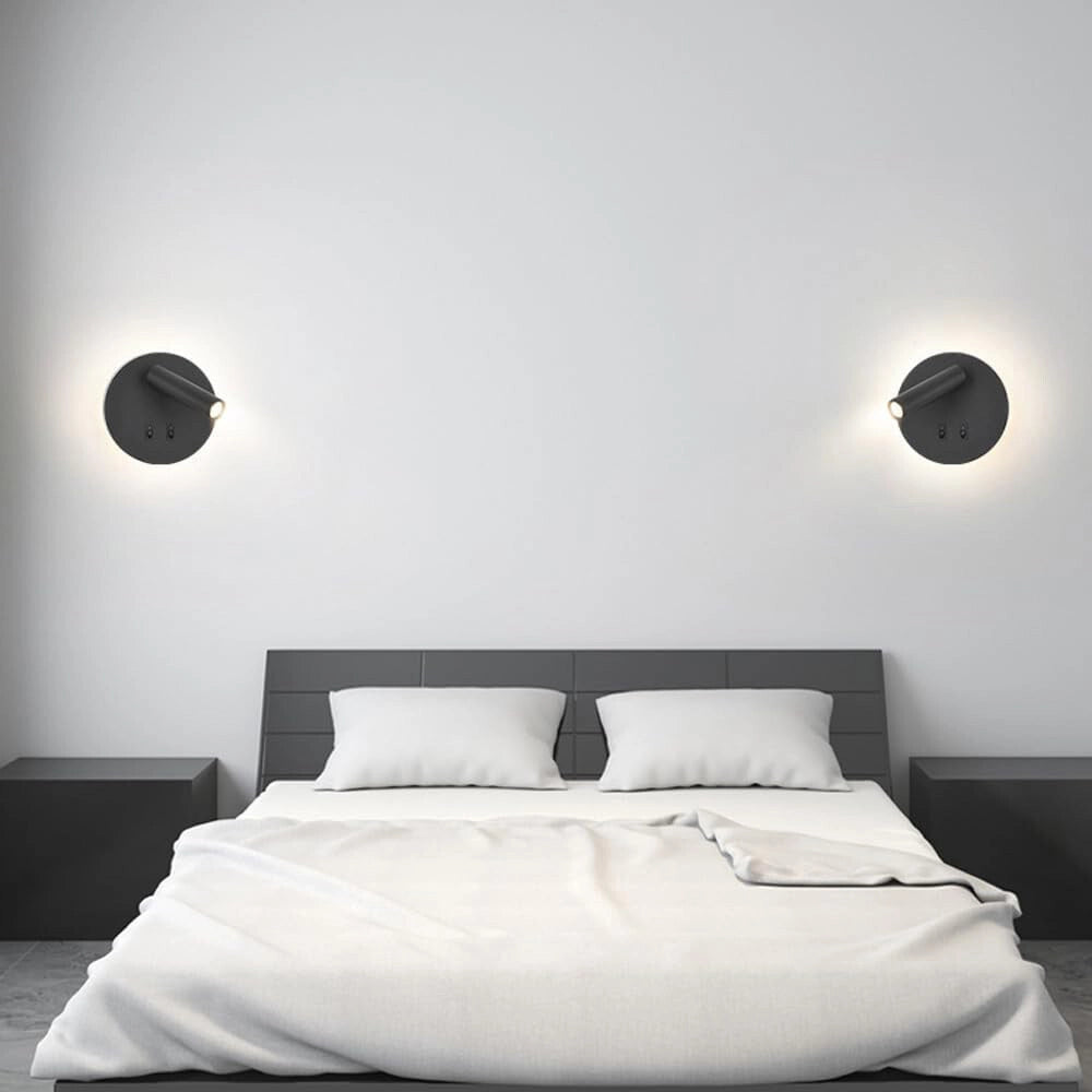 Trade Shop - Applique Led Orientabile Da Parete Doppia Fonte Luminosa 8 Watt Luce Calda 3000k Mr-01 - Nero