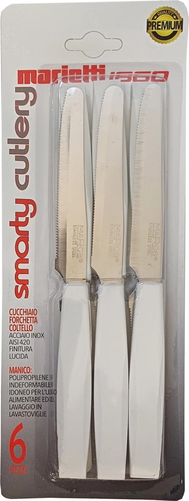 Set 6 Pezzi Coltelli da Tavola Smarty Bianco Marietti