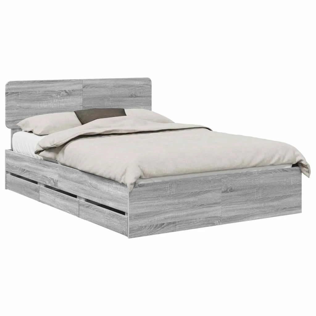 Struttura del letto con cassetto Sonoma grigia 160 x 200 cm 3412169