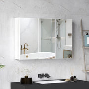 Mobile specchiera da bagno con 3 ante a specchio, pensile, 90 x 15,5 x 60 cm, bianco