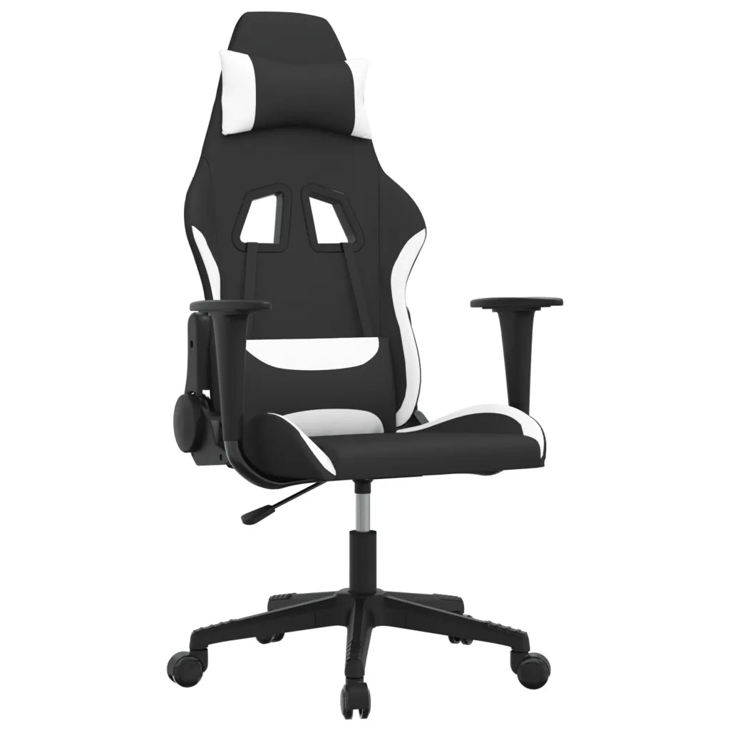 vidaXL Sedia da Gaming Nero e Bianco in Tessuto