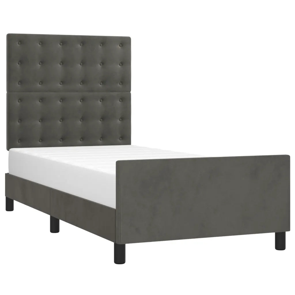 Giroletto senza Materasso Grigio Scuro 100x200 cm Velluto