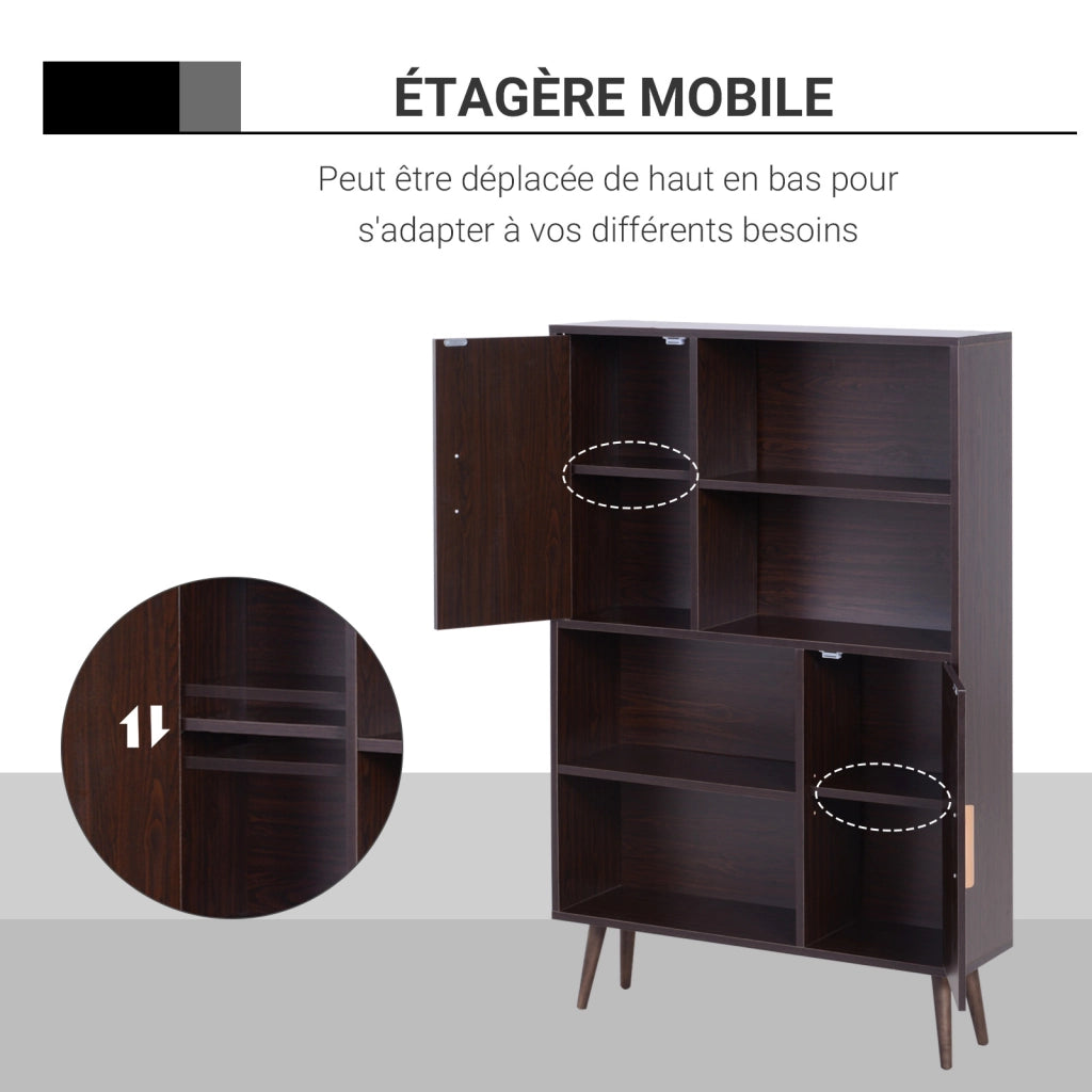 Libreria con ante e ripiani ¨C Zephmum ¨C 80x24x123 cm in legno massello weng¨¦