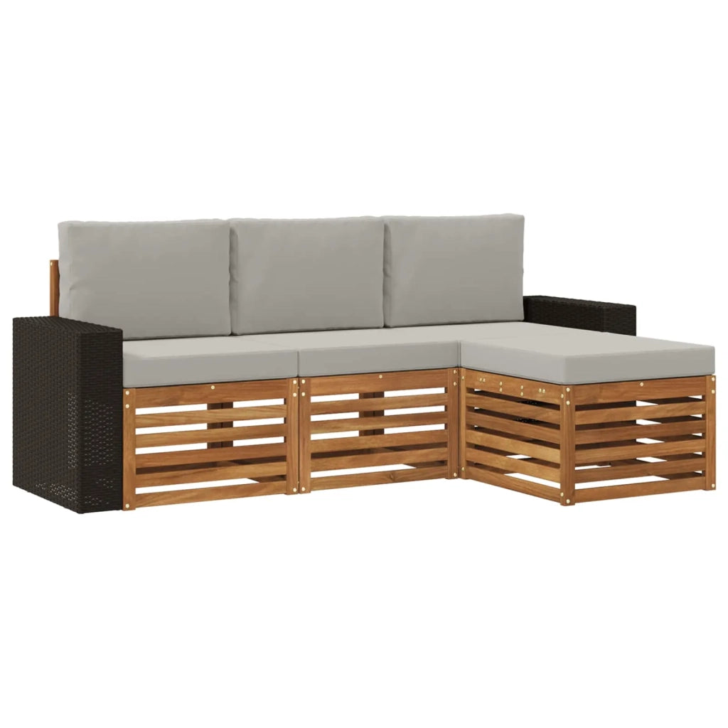 Set di divani da esterno 4 pz Naturale e Grigio Chiaro 3384212