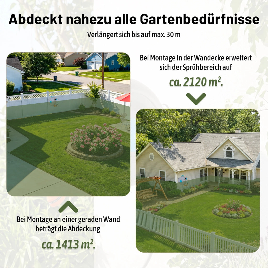 Avvolgitubo da giardino automatico da 30 m, montaggio a parete, pistola a spruzzo 9 in 1, resistente ai raggi UV e al gelo, girevole a 180¡ã ¨C