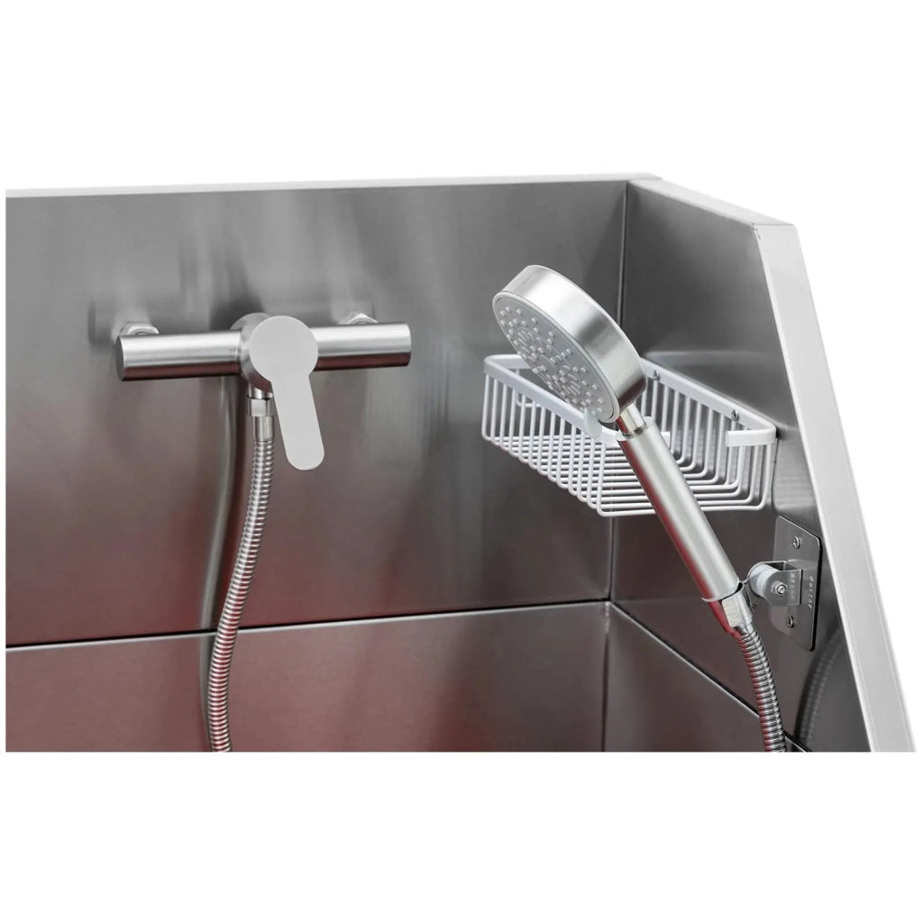 Stazione di lavaggio per cani in acciaio inox fino a 60 kg con gradini in acciaio inox 14_0009948