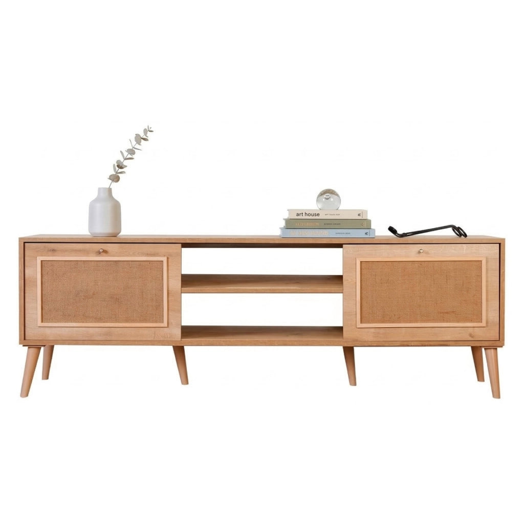 Leffe, Mobile Porta tv un Ripiano, 180x41x55h cm Marrone Rovere