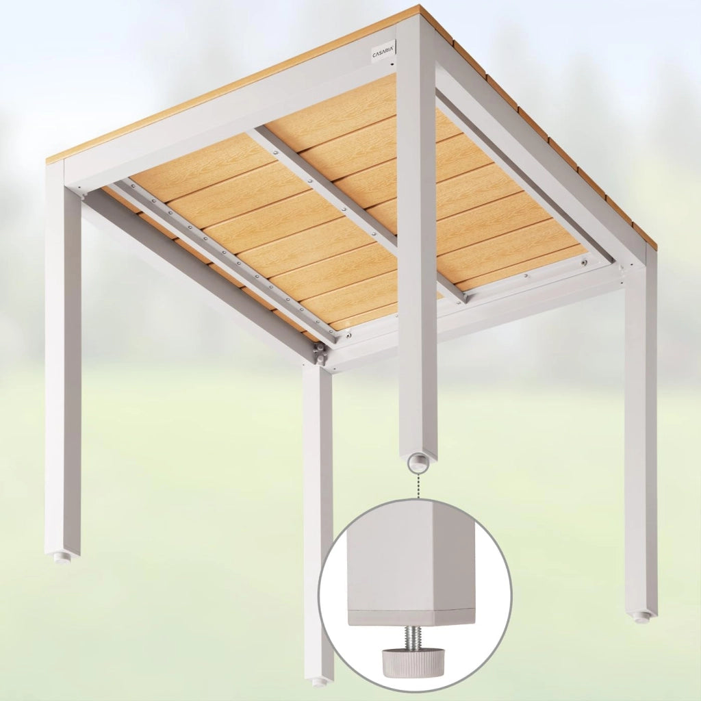 Tavolo e Sedie da Giardino Alluminio 4 Seggiole Pieghevoli 1 Tavolo WPC 80x80 Color Legno