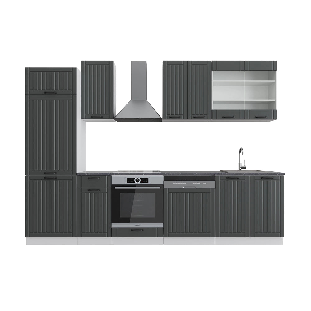 Cucina componibile Fame-Line Antracite rustico/Bianco 300 cm, PL Antracite Vicco