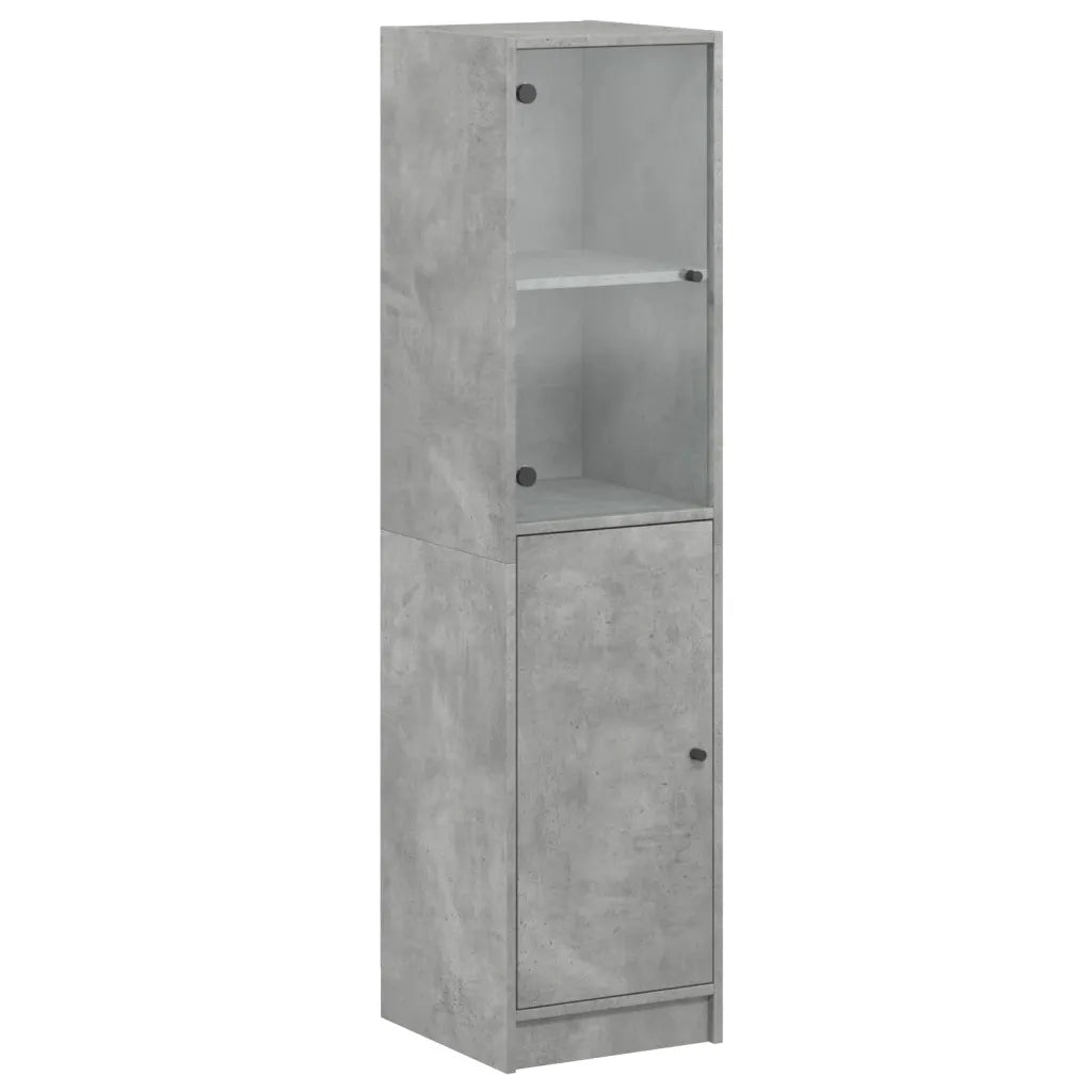 Credenza | Madia | Buffet da pranzo | Armadio da pranzo con Anta in Vetro Grigio Cemento 35x37x142 cm