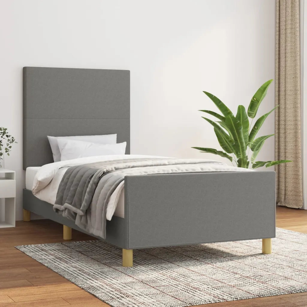 Giroletto senza Materasso-Struttura Letto Grigio Scuro 90x200 cm Tessuto 648191