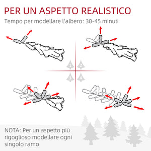 Albero di Natale Artificiale Innevato 180 cm 850 Rami Apertura a Cerniera Verde