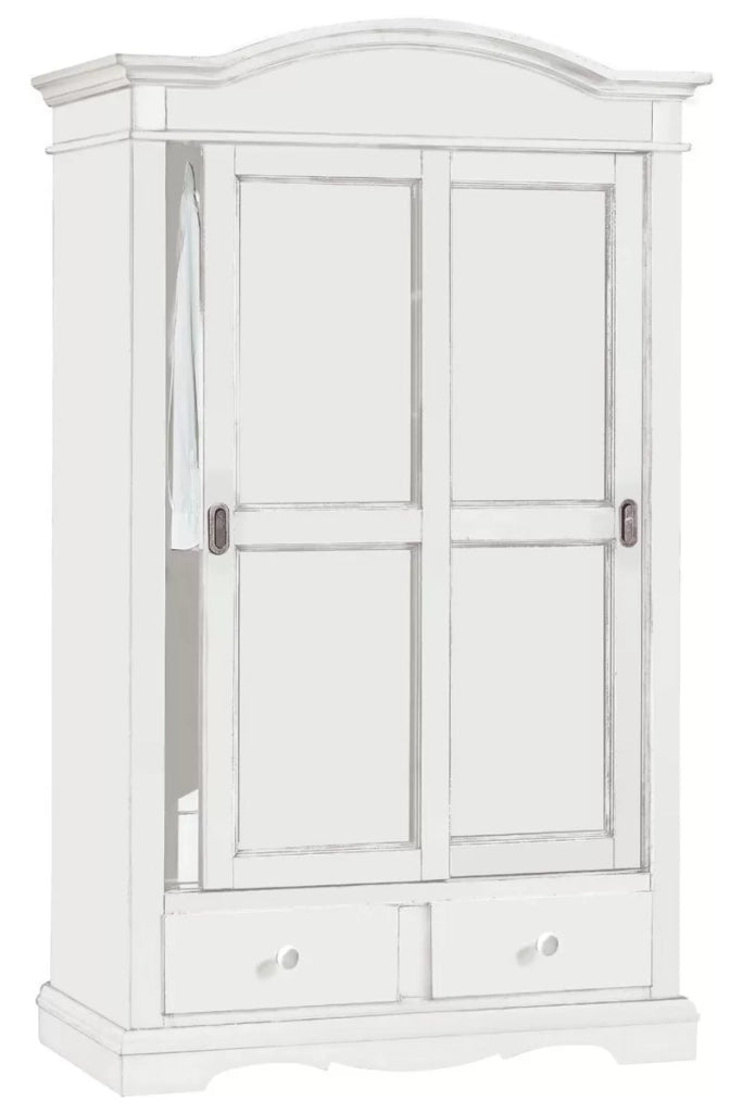 Armadio arte povera 2 ante scorrevoli shabby legno bianco 122x60x200 (1296) - Mobili 2G
