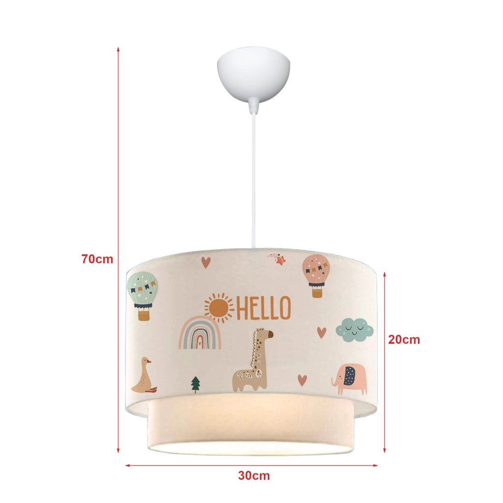 Lampada a Sospensione Lurgan per Cameretta Decorato con Giraffa - Bianco lux.pro