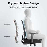 Sedia da ufficio ergonomica con supporto lombare, regolabile in altezza, schienale traspirante, max 120 kg