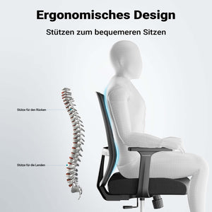 Sedia da ufficio ergonomica con supporto lombare, regolabile in altezza, schienale traspirante, max 120 kg