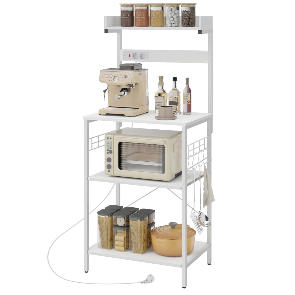 Scaffale da Cucina con Prese Elettriche ¨C zephmum ¨C Bianco 60x42x137 cm