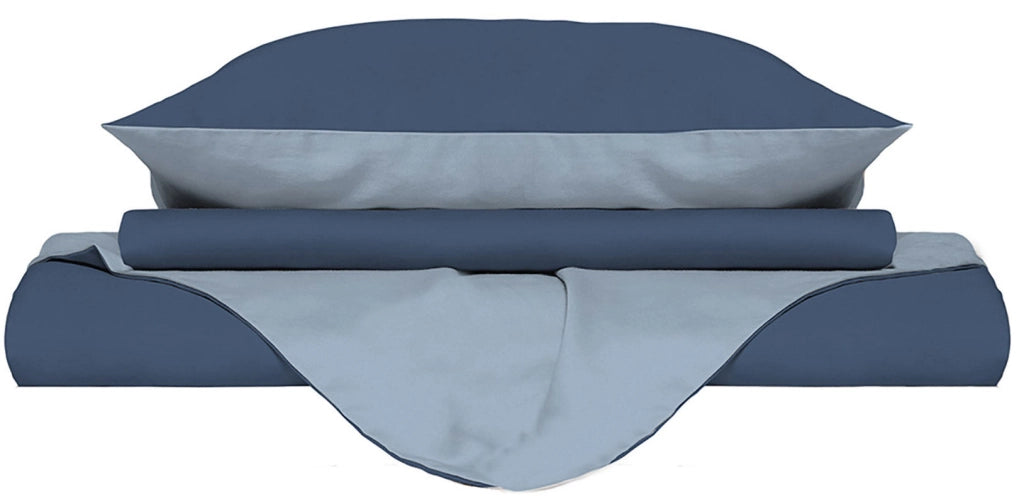 Copripiumino Singolo con Sacco e Federe Doubleface Avio/Azzurro