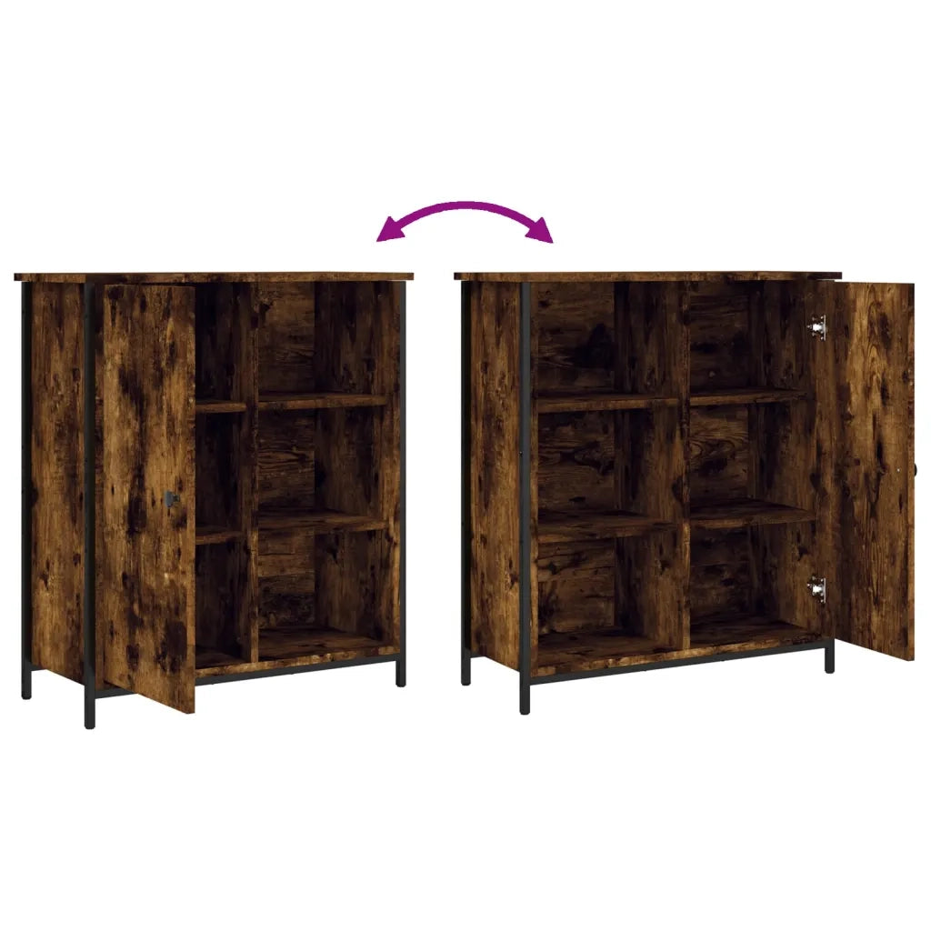 Credenza Rovere Fumo 70x30x80 cm in Legno Multistrato 835496