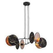 Lampada A Sospensione 4 Luci Moderna Nut In Acciaio Effetto Marmo Nero