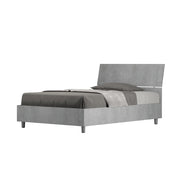 Letto 1 Piazza e Mezzo 120x190 cm con Rete e Contenitore Demas Testata Inclinata Cemento