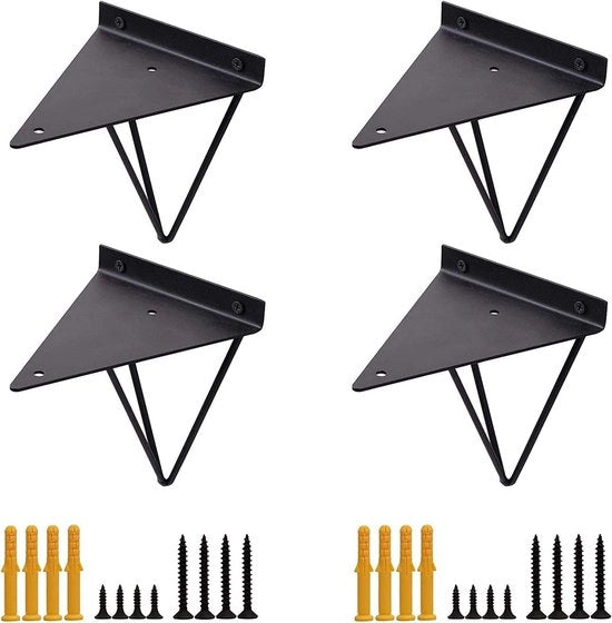 Supporto a L per geometrie triangolari - 157 x 13 cm - regolatore di angolo occulto - carico di 50 kg - set da 4, nero