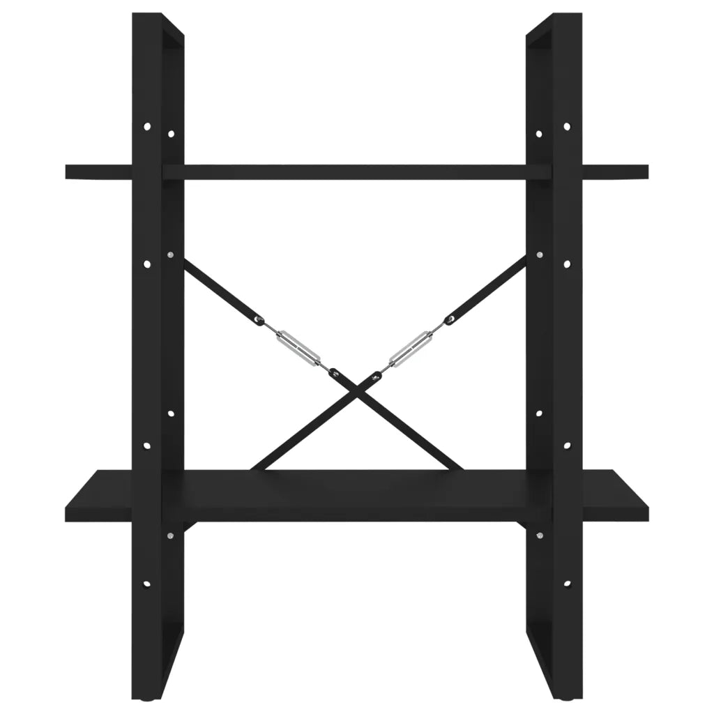 Libreria a 2 Ripiani Nera 60x30x70 cm in Legno Multistrato 806428