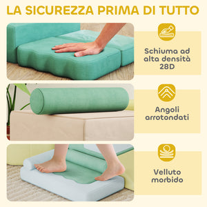 Set 15 Blocchi di Costruzioni Morbide Modulabili per Bambini con 200 Palline per Uso Interno Multicolore