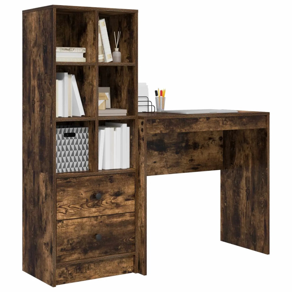 Scrivania con cassetto con lo scaffale 2 pcs Rovere fumé 3337317