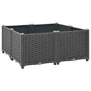 Fioriera rialzata per piante e fiori giardino 80 x 80 x 38 cm polipropilene grigio scuro 02_0000955