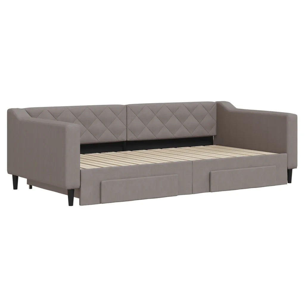 Divano Letto Estraibile con Cassetti-Sofa Letto-Daybed Tortora 100x200 cm Tessuto 619808