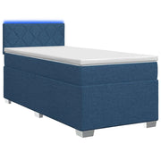 Letto con Box Spring, Materasso e LED Blu 100 x 200 cm Tessuto 3451888