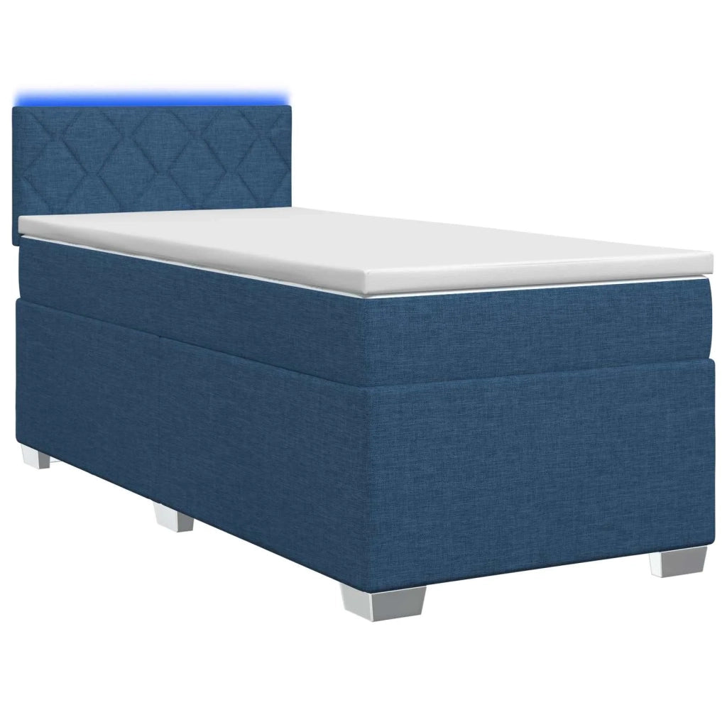 Letto con Box Spring, Materasso e LED Blu 100 x 200 cm Tessuto 3451888