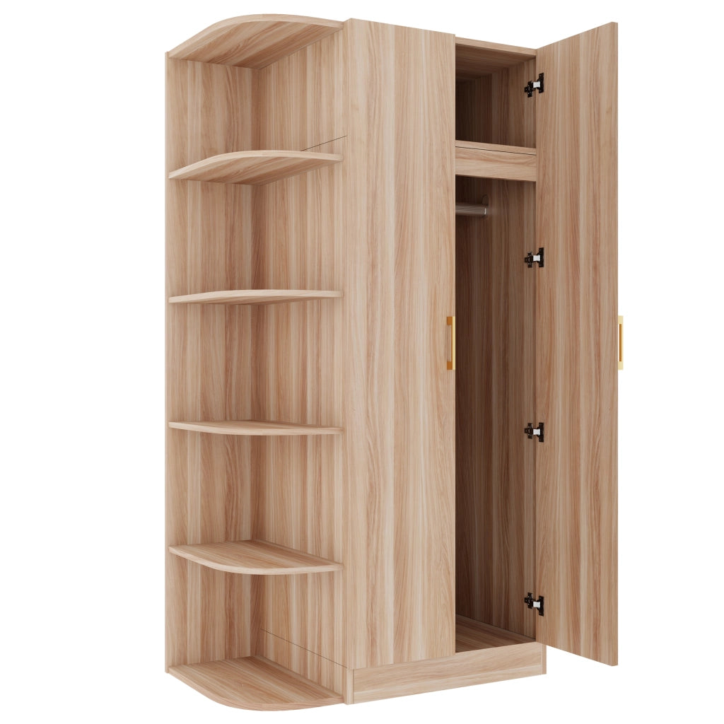 Armadio con 2 ante; ripiani e cassetti - per camera da letto - 90x55x170 cm - colore legno