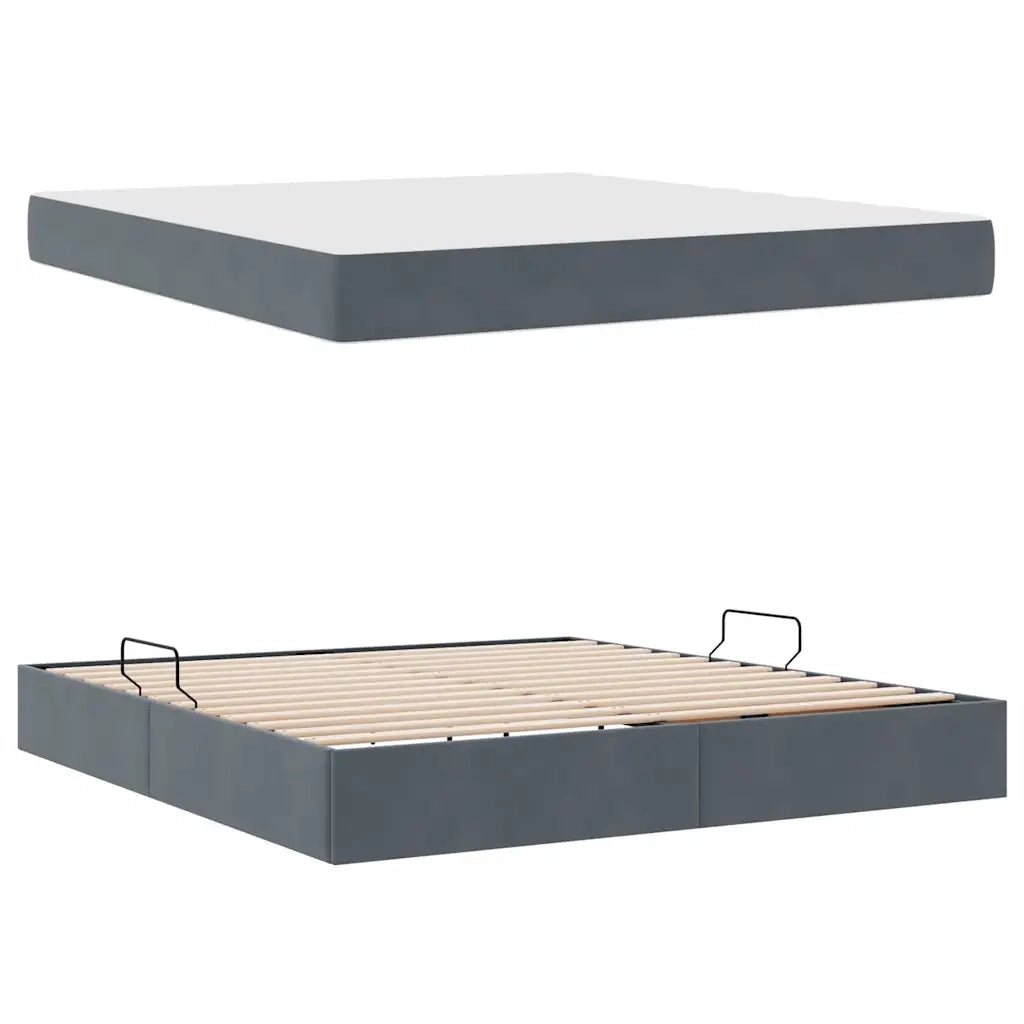 Letto con contenitore e materasso Grigio scuro 180 x 200 cm 3399737