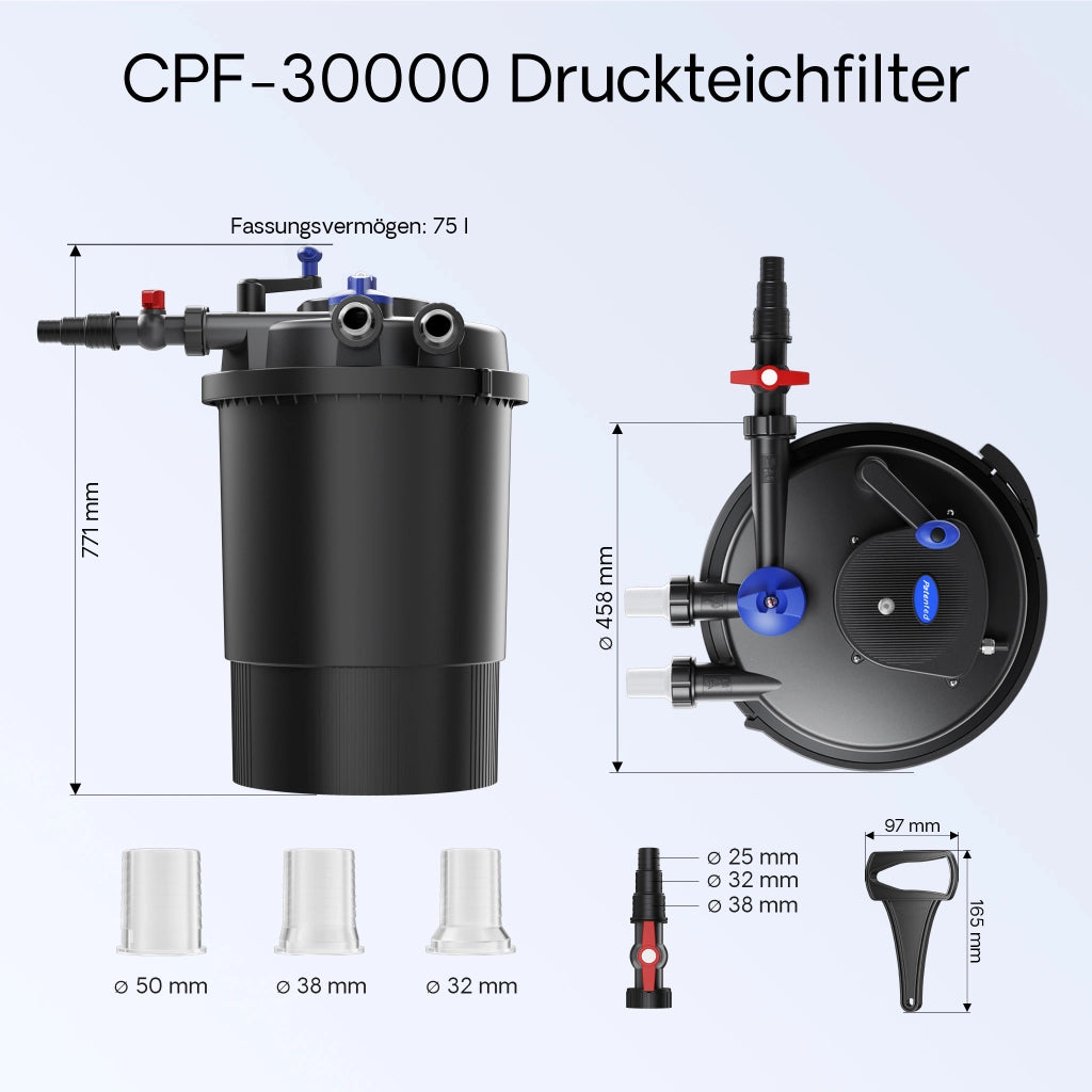 CPF-30000 SET 60000l 55W UVC NEO6000 Pompe Tubo Set per Laghetti