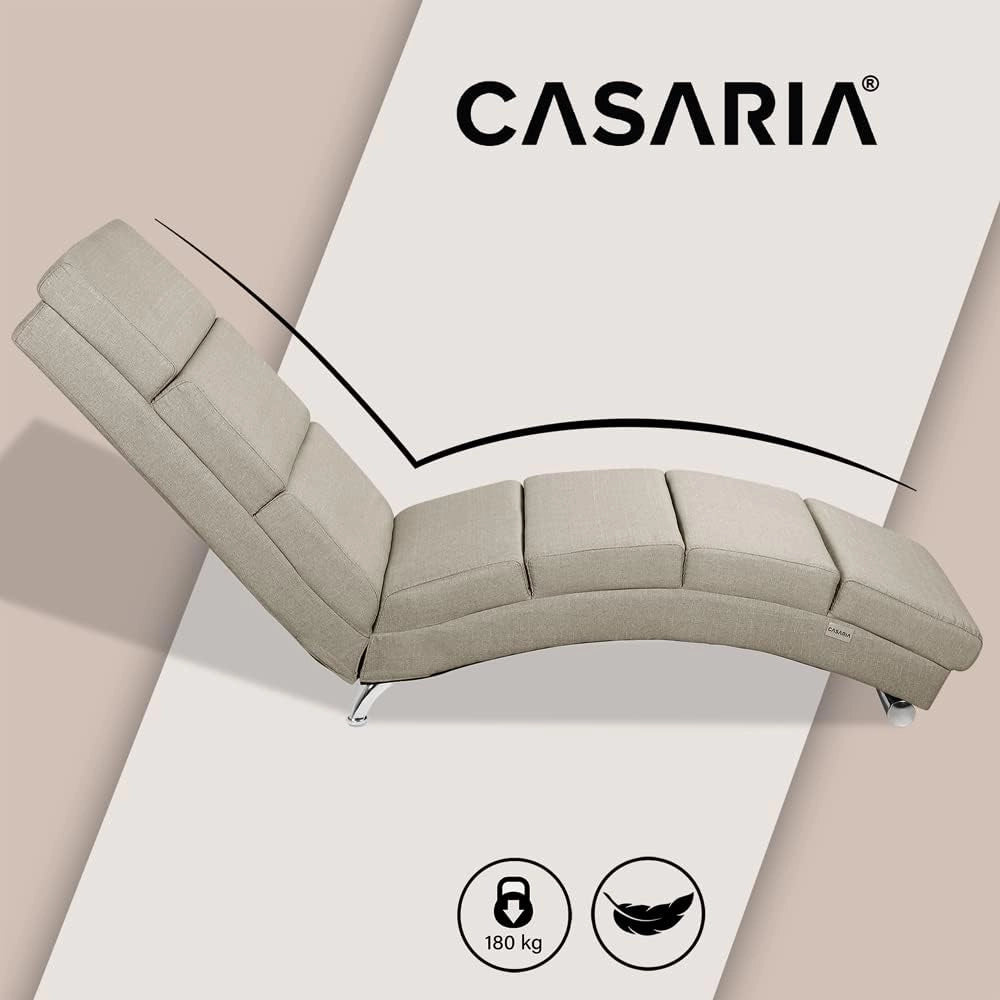 ® Poltrona Chaise Longue 186x89x55 cm Lettino Sdraio Ergonomico in Tessuto Imbottito Portata 180 kg Soggiorno Ufficio Interno Reclinabile Lettura