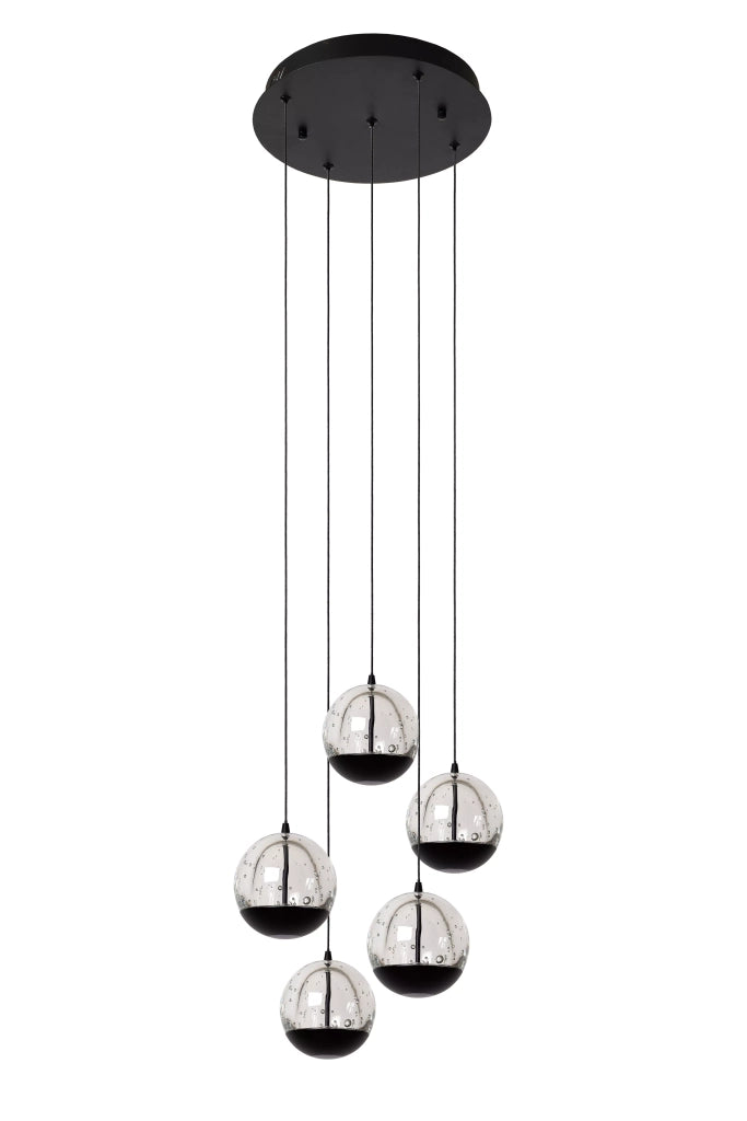 Lampadario Lucide Sentubal LED 52W 5 luci nero Ø35