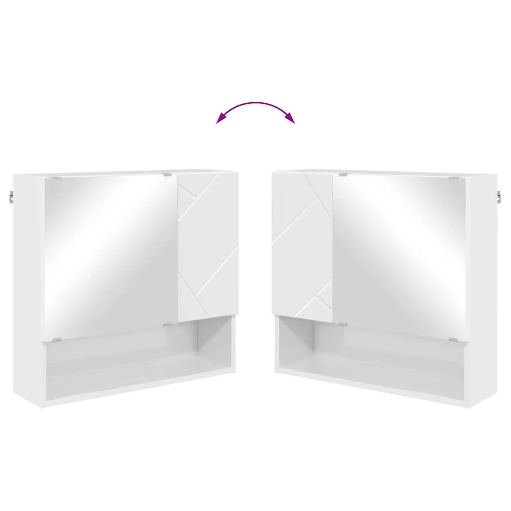 Mobiletto per specchio con porta Bianco Lucido 59 x 17 x 55 cm