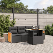Set Divani da Giardino 5 pz con Cuscini in Polyrattan Nero 3273834