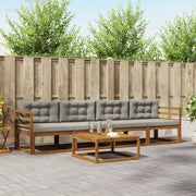 Set di divani da esterno 5 pcs Grigio Naturale e Chiaro